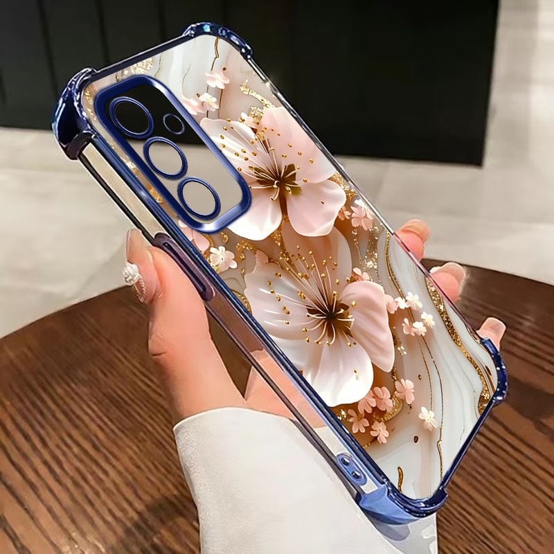Samsung Galaxy S24 - Electroplated Flower Clear Phone Case For