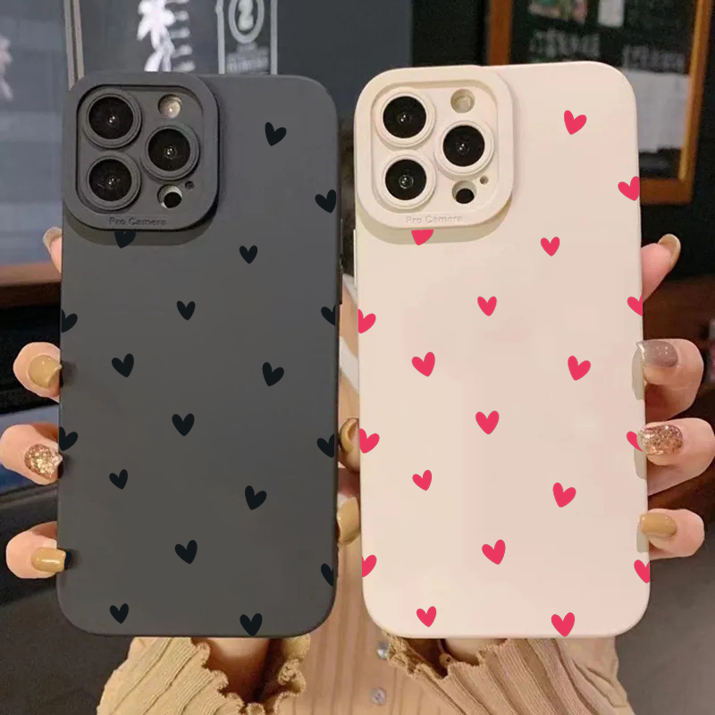 Samsung Galaxy A55 - Black Love Heart Protector Phone Cases